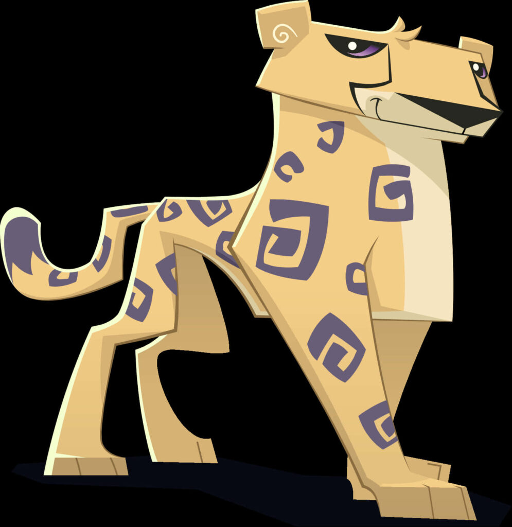 Playful Cartoon Leopard Wallpaper with Bold Geometric Design
