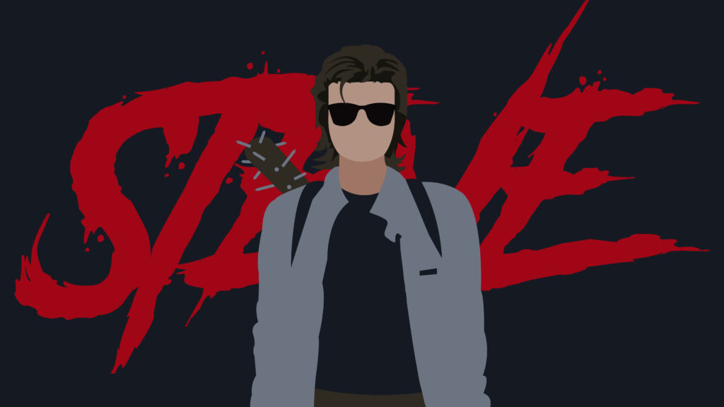 Stylized Character Wallpaper: Edgy Minimalist Art with Bold Text