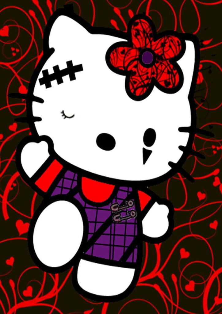Stylized Character in Purple Plaid with Flower Accessory Wallpaper