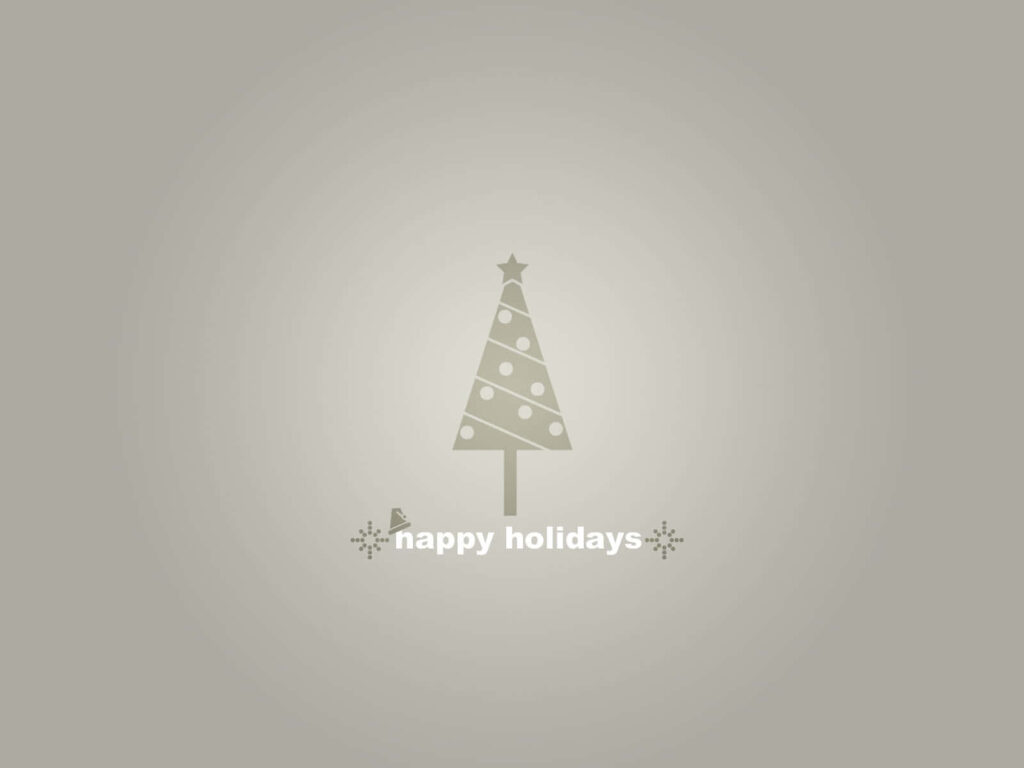 Minimalist Christmas Tree Wallpaper with Happy Holidays Design
