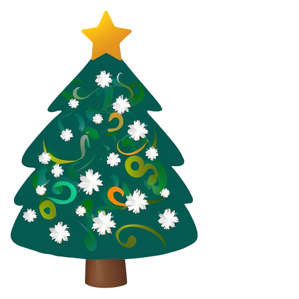 Stylized Christmas Tree Wallpaper with Abstract Ornaments & Star