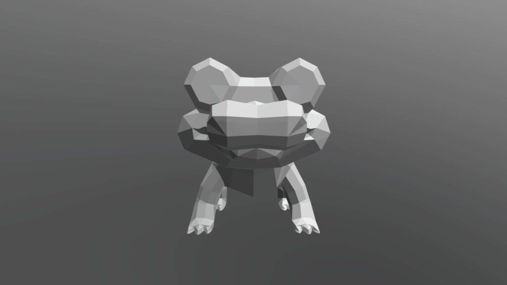 Stylized Low-Poly Creature Wallpaper with Modern Gray Gradient