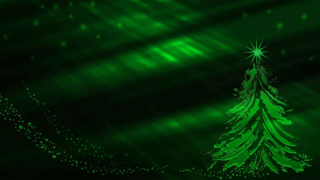 Stylized Dark Green Christmas Tree Wallpaper with Glowing Star