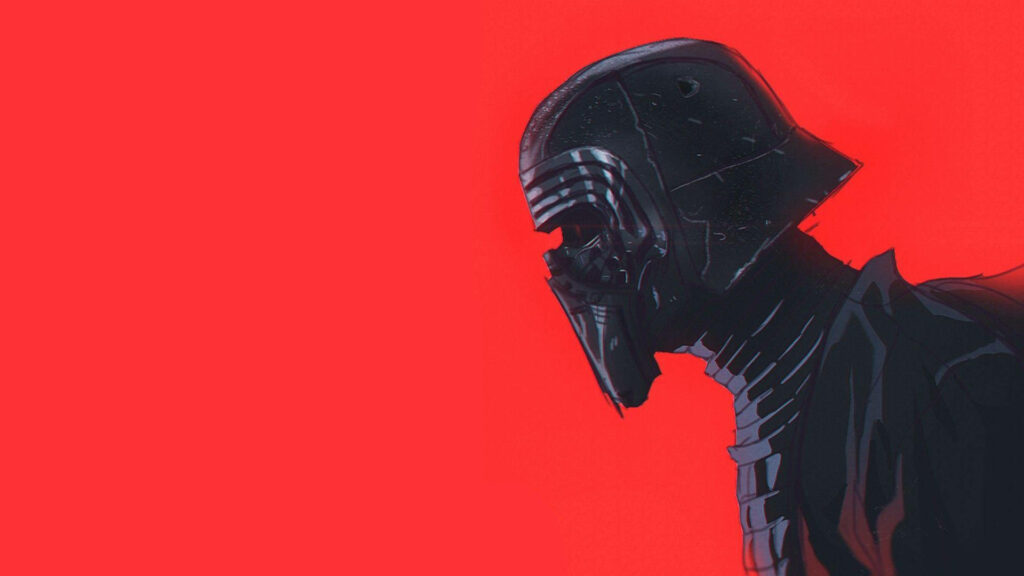 Minimalist Star Wars iPhone Wallpaper: Dark Helmet on Bold Red