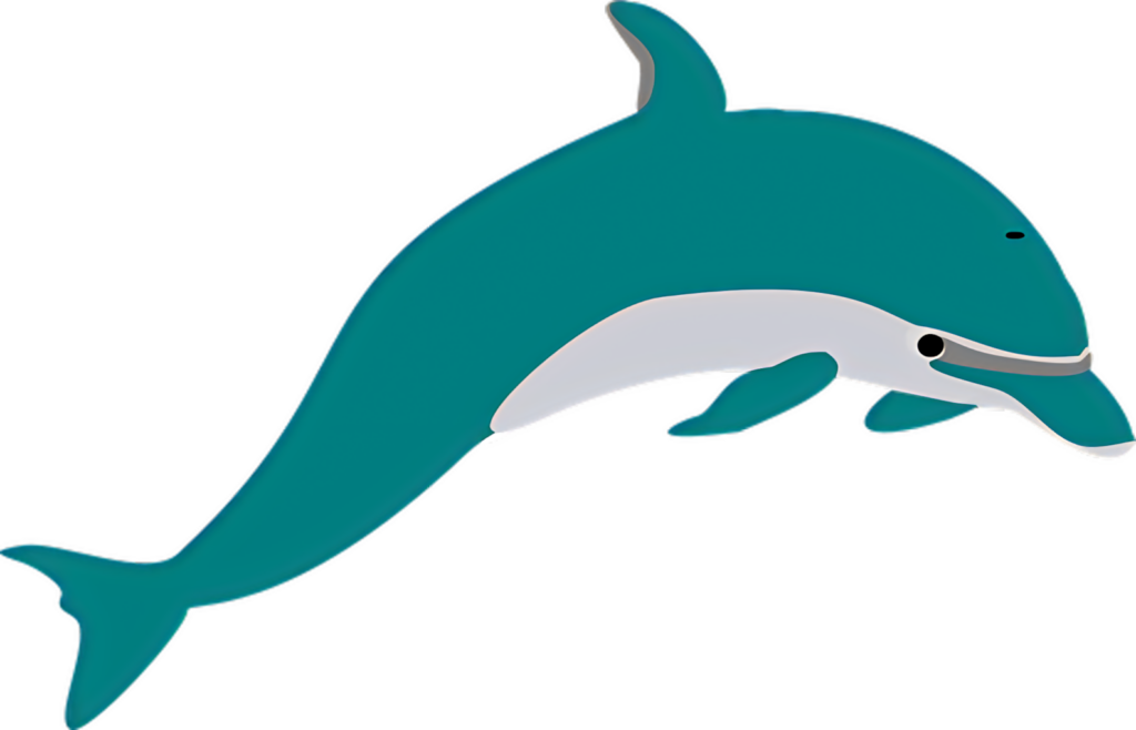Stylized Dolphin and Calf Wallpaper in Calming Blue Backdrop