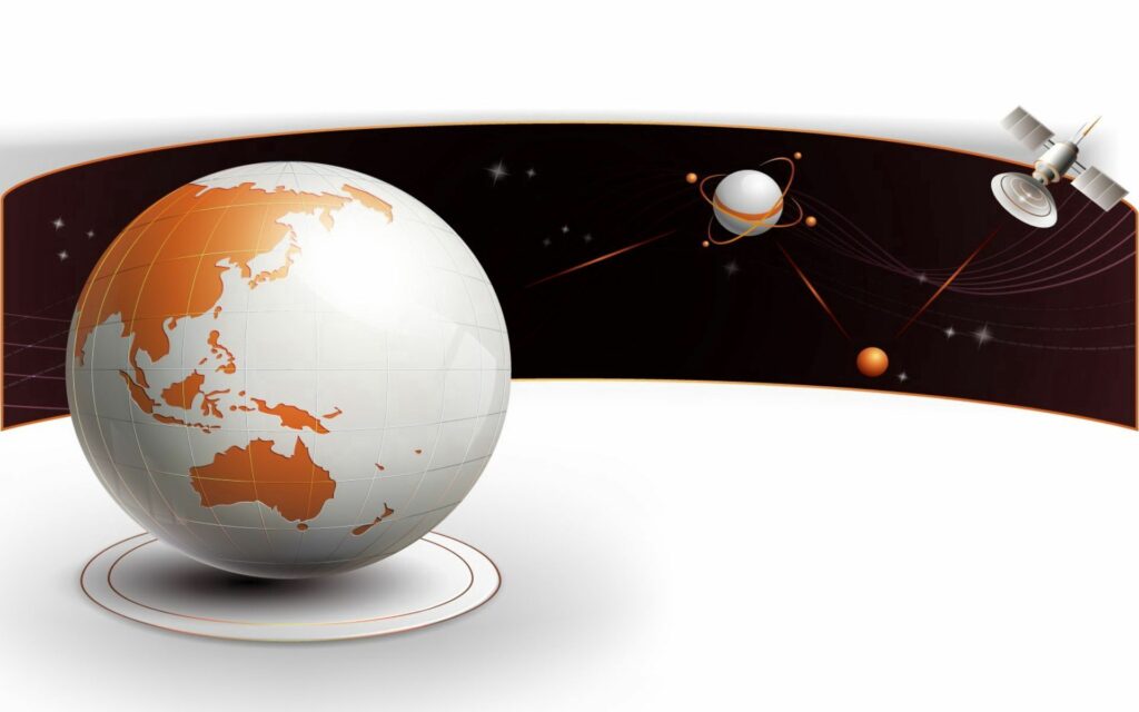 Stylized Earth Wallpaper: Modern Space Exploration with Satellite
