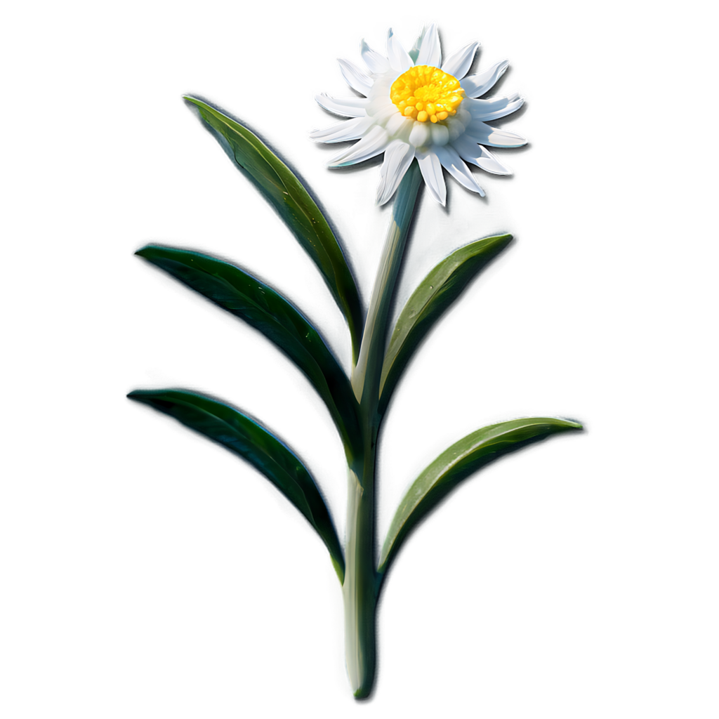 Edelweiss Flower Wallpaper: Stylish Digital Design on Transparent Background