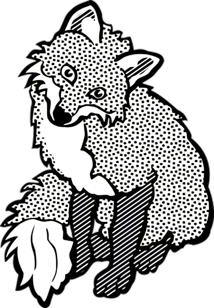 Whimsical Black & White Fox Wallpaper with Retro Comic Style