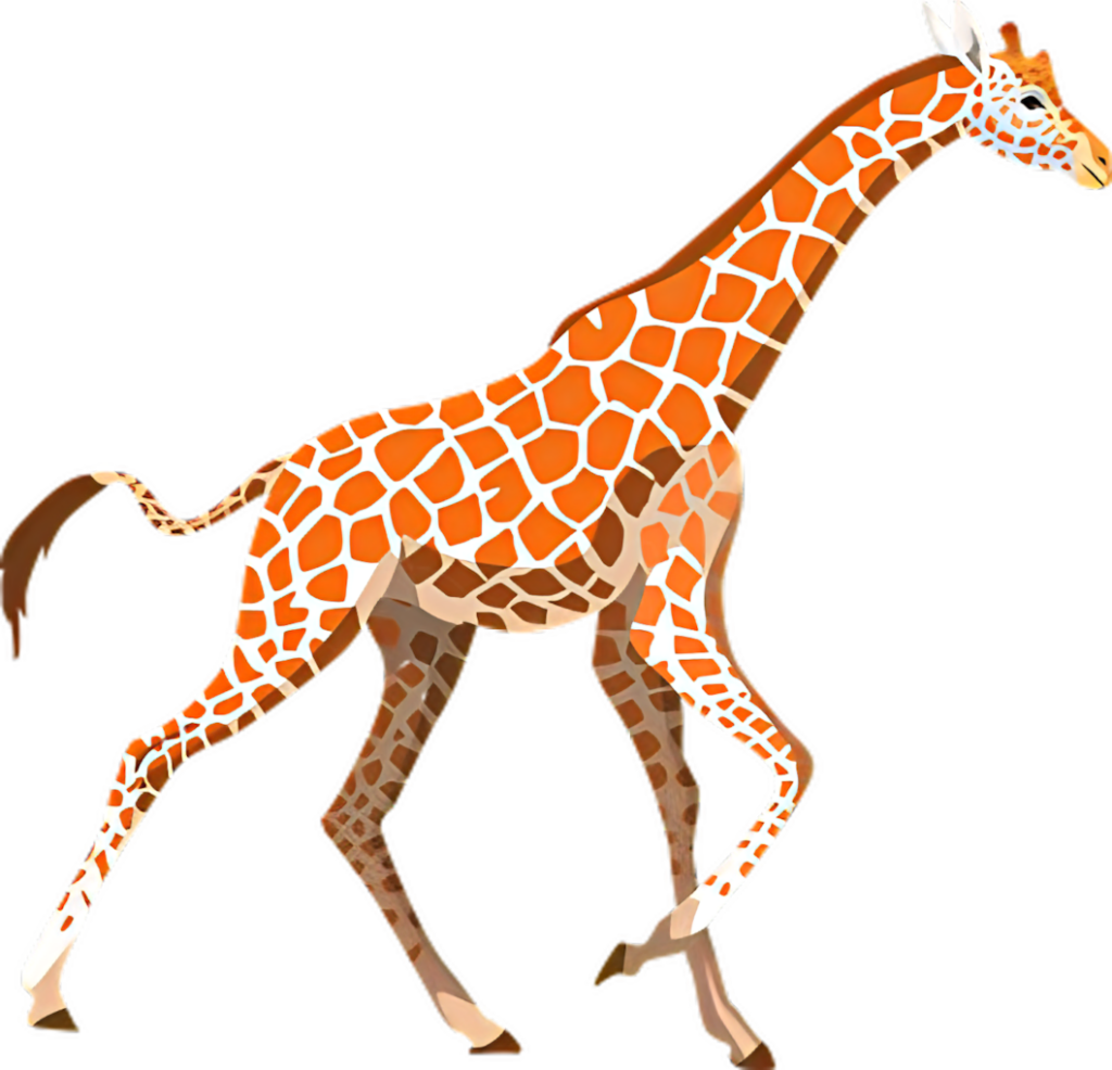 Elegant Giraffe Vector Illustration in Mid-Stride with Classic Patches Wallpaper