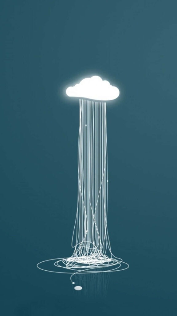Glowing White Cloud Minimalist Wallpaper for iPhone - Dark Teal