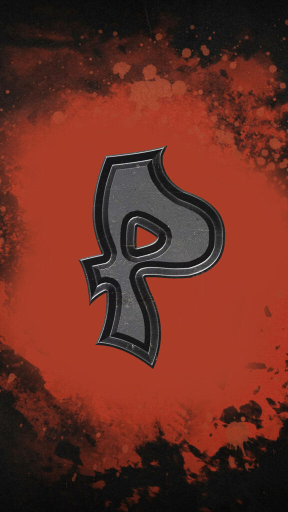 3D Metallic Gray Letter P on Bold Red & Black Splatters Wallpaper