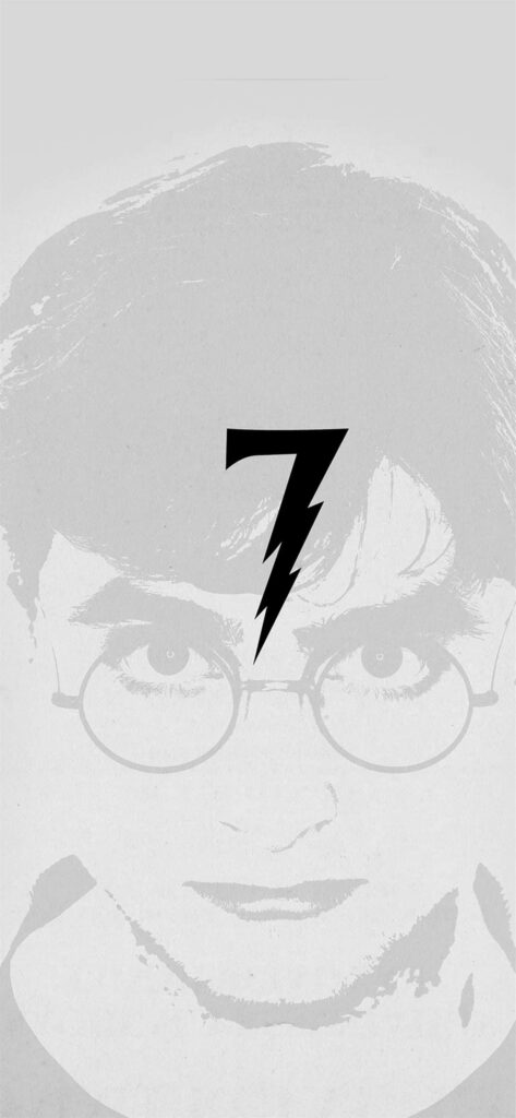 Minimalist Grayscale Lightning Bolt Wizard Wallpaper with Number 7