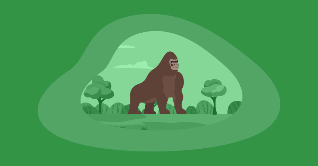 Bold Green Gorilla Wallpaper: Nature-Inspired Vector Art Design