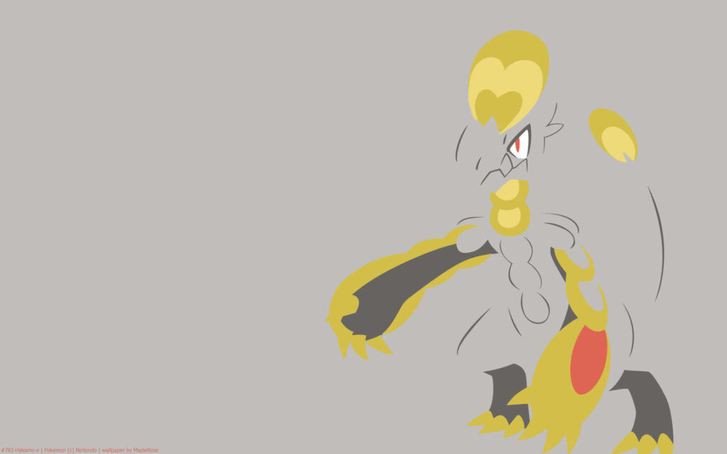 Stylized Hakamo-o Wallpaper: Dragon Pokémon in Minimalist Gray