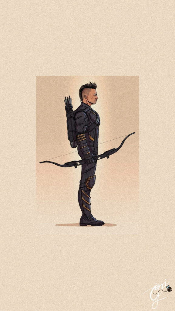 Hawkeye Bow and Arrow Wallpaper: Iconic Hero in Profile View