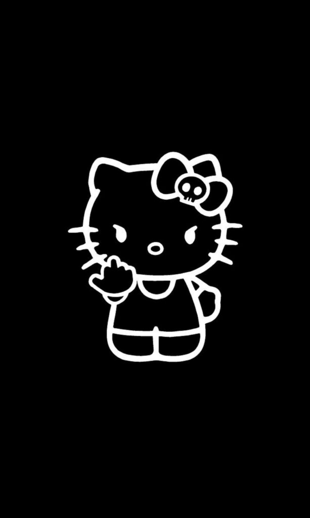 Stylized Hello Kitty Wallpaper: Cute Meets Rebellious on Black