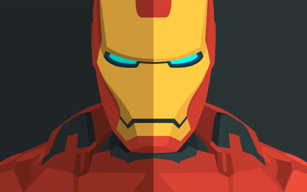 Stylized Iron Man Helmet 4K Minimalist Wallpaper - Bold Contrast Design