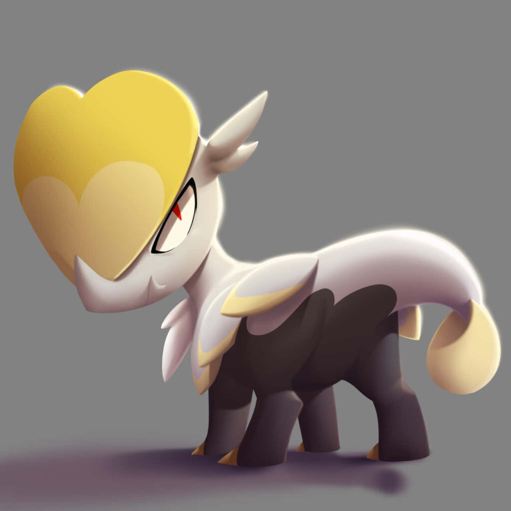 Stylized Jangmo-o Pokémon Wallpaper with Heart-Shaped Head Plate