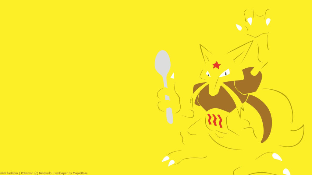 Minimalist Kadabra Wallpaper: Vibrant Yellow Psychic Design