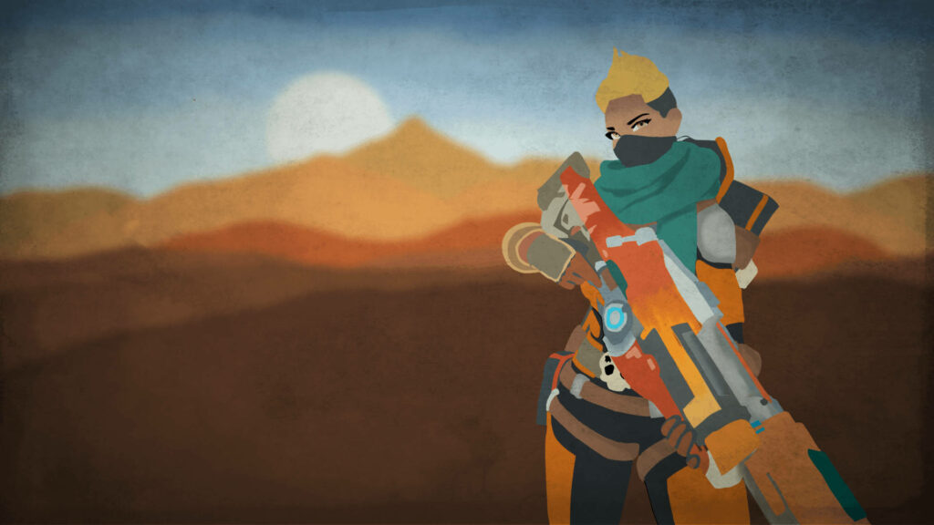 Stylized Kinessa Vector Art Wallpaper - Paladins Desert Battle