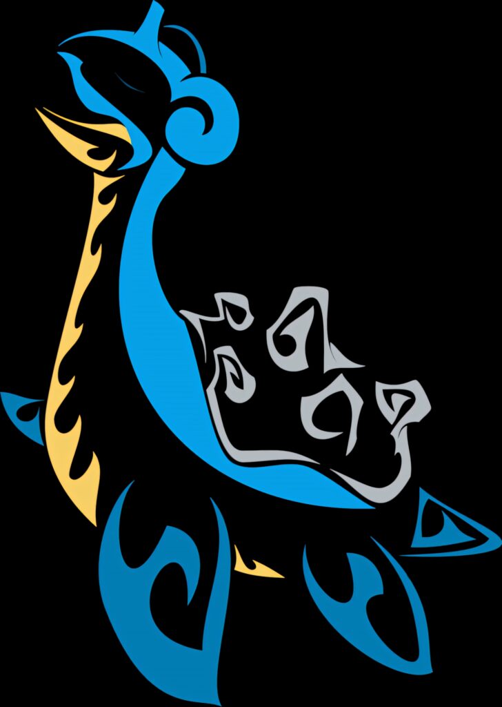 Stylized Lapras Wallpaper in Blue & Yellow - Modern Pokémon Design