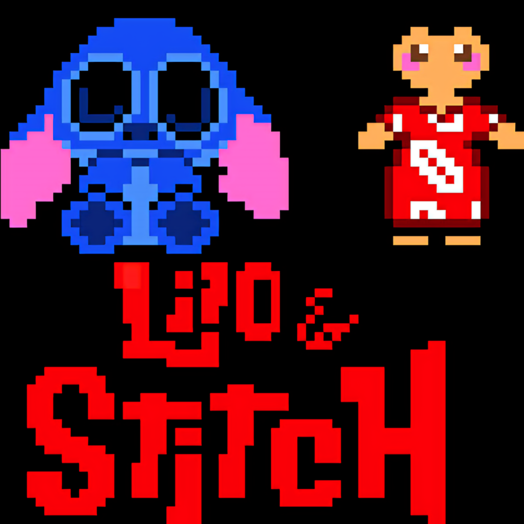 Pixel Art Lilo & Stitch Wallpaper - Bold 8-Bit Style Background