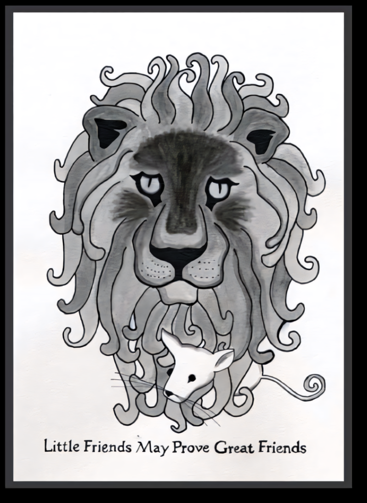 Timeless Fable Art: Lion & Mouse - Little Friends, Great Friends Wallpaper