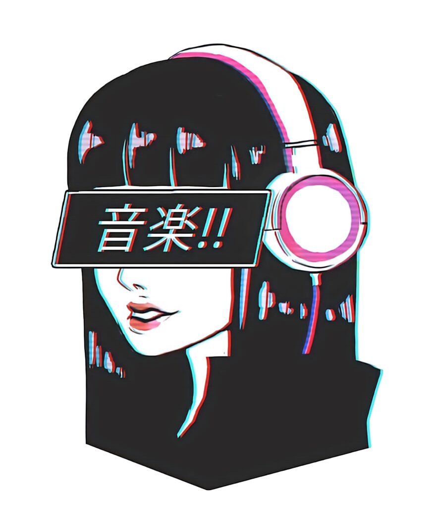 Stylized Lofi Anime Girl Wallpaper - Minimalist Music Aesthetic