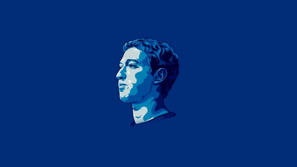 Stylized Mark Zuckerberg Blue Vector Art Wallpaper - Modern Minimalist Design