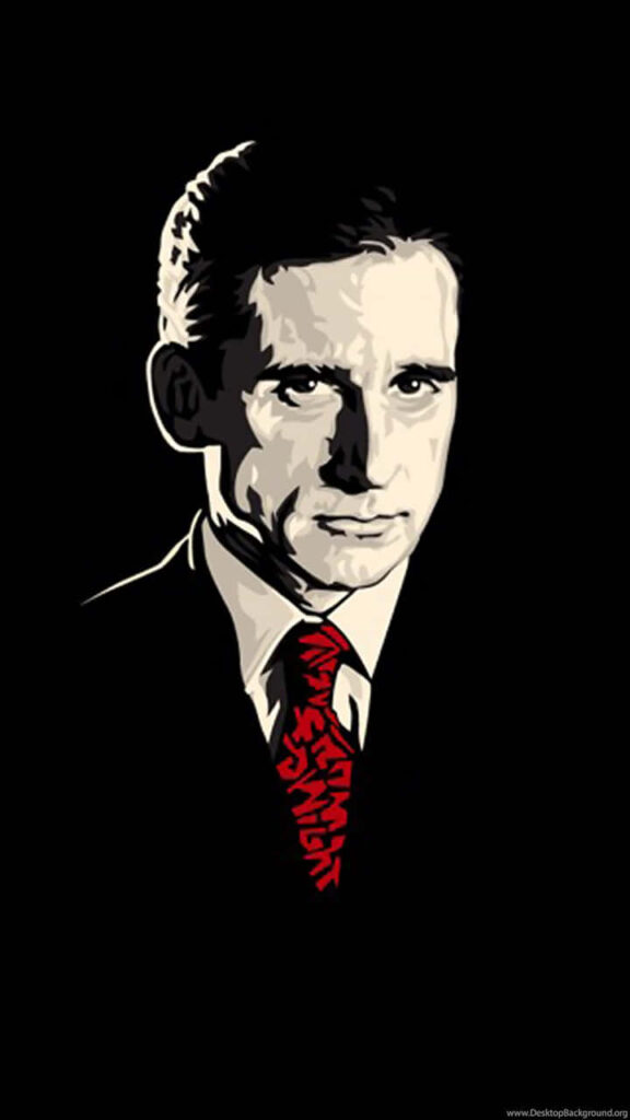 Stylized Michael Scott Wallpaper: Confident Portrait on Black Background