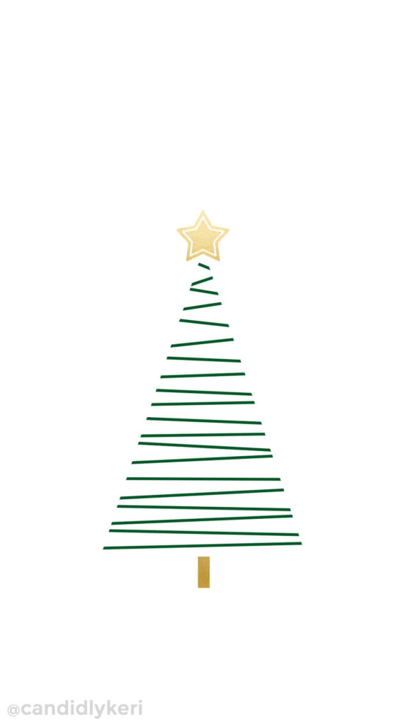 Stylized Green Christmas Tree Wallpaper with Gold Star on White