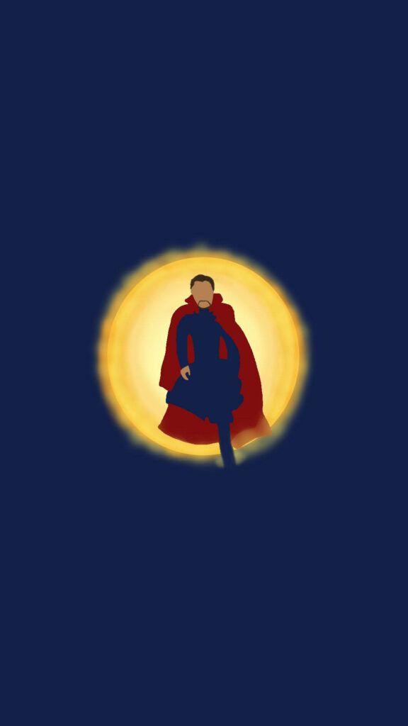 Stylized Character in Glowing Portal | Minimalist Wallpaper Design
