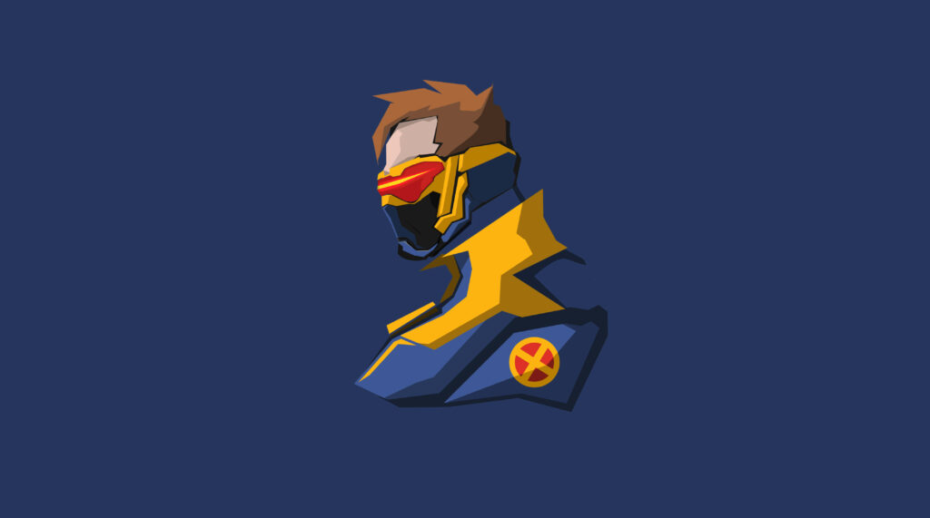 Minimalist Character Wallpaper: Brown Hair, Red Visor, Futuristic Style