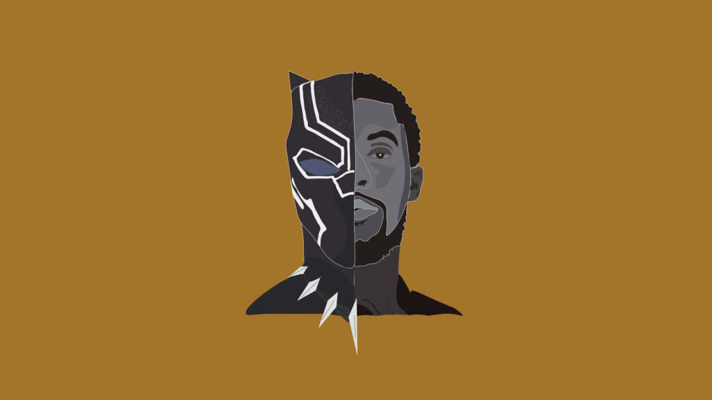 Stylized Minimalist Wallpaper: Half Superhero, Half Grayscale Portrait