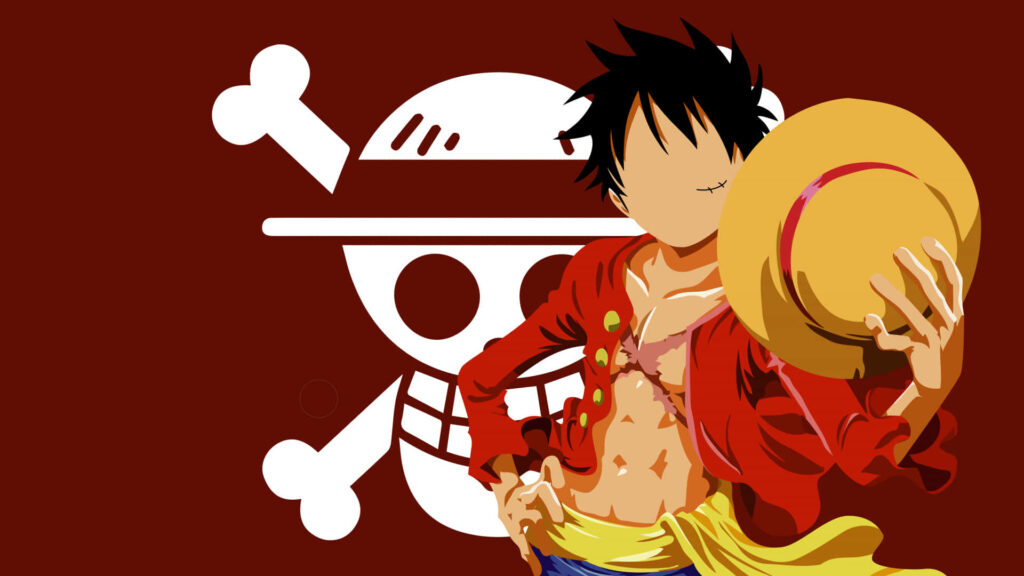 Minimalist One Piece Wallpaper: Monkey D. Luffy with Jolly Roger