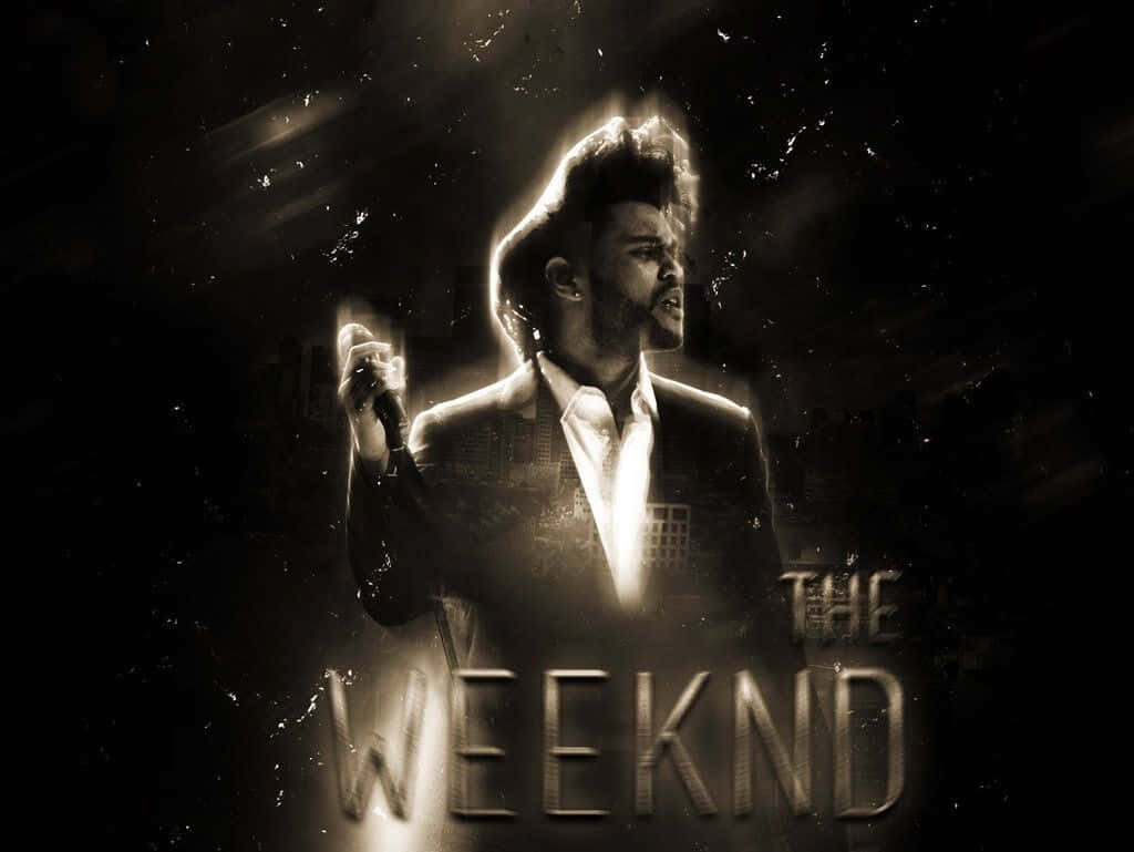 Stylized Monochrome iPhone Wallpaper of The Weeknd with Glow