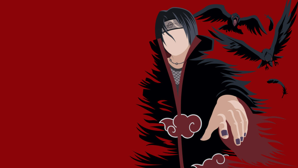 Minimalist Naruto Wallpaper: Striking Character on Red Background