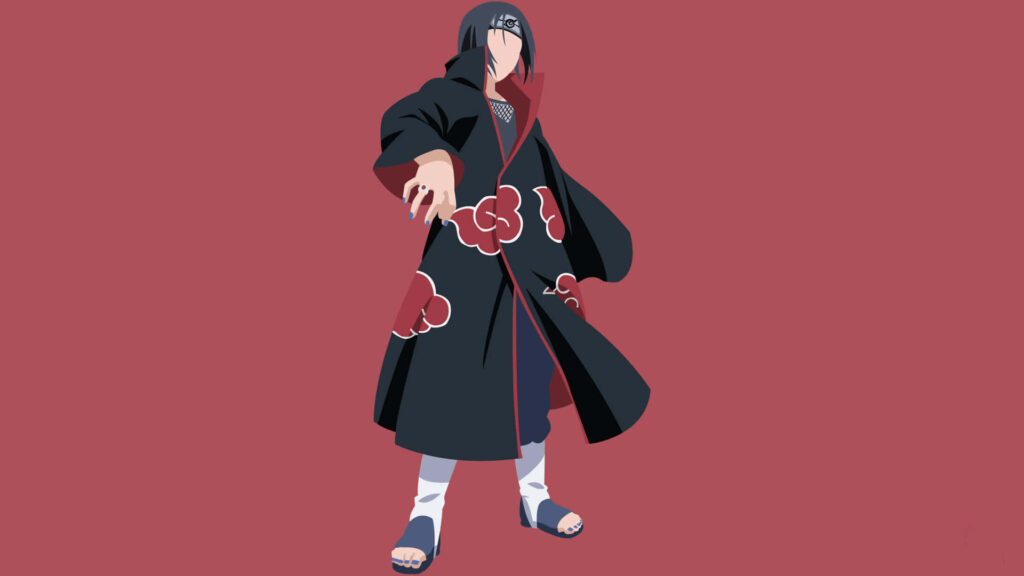 Stylized Naruto Character Wallpaper on Muted Red Background