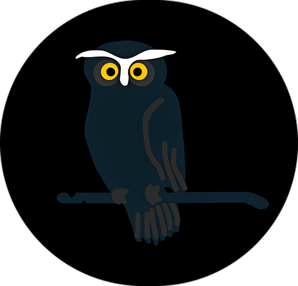 Stylized Night Owl Wallpaper with Bright Yellow Eyes on Dark Background