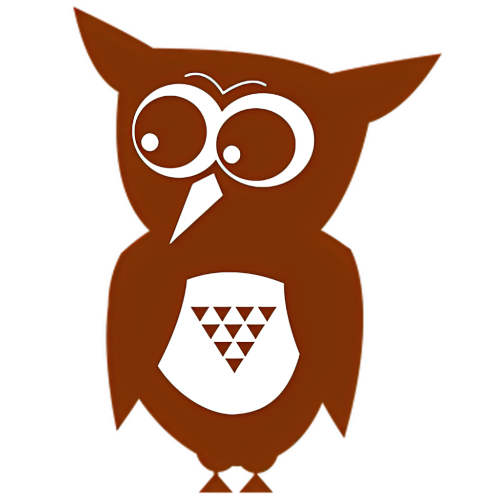 Stylized Owl Graphic Wallpaper: Modern Brown & White Design