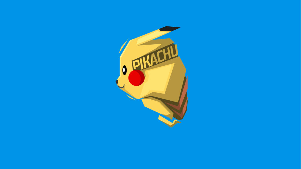 Stylized Pikachu 8K Wallpaper on Vibrant Blue Background