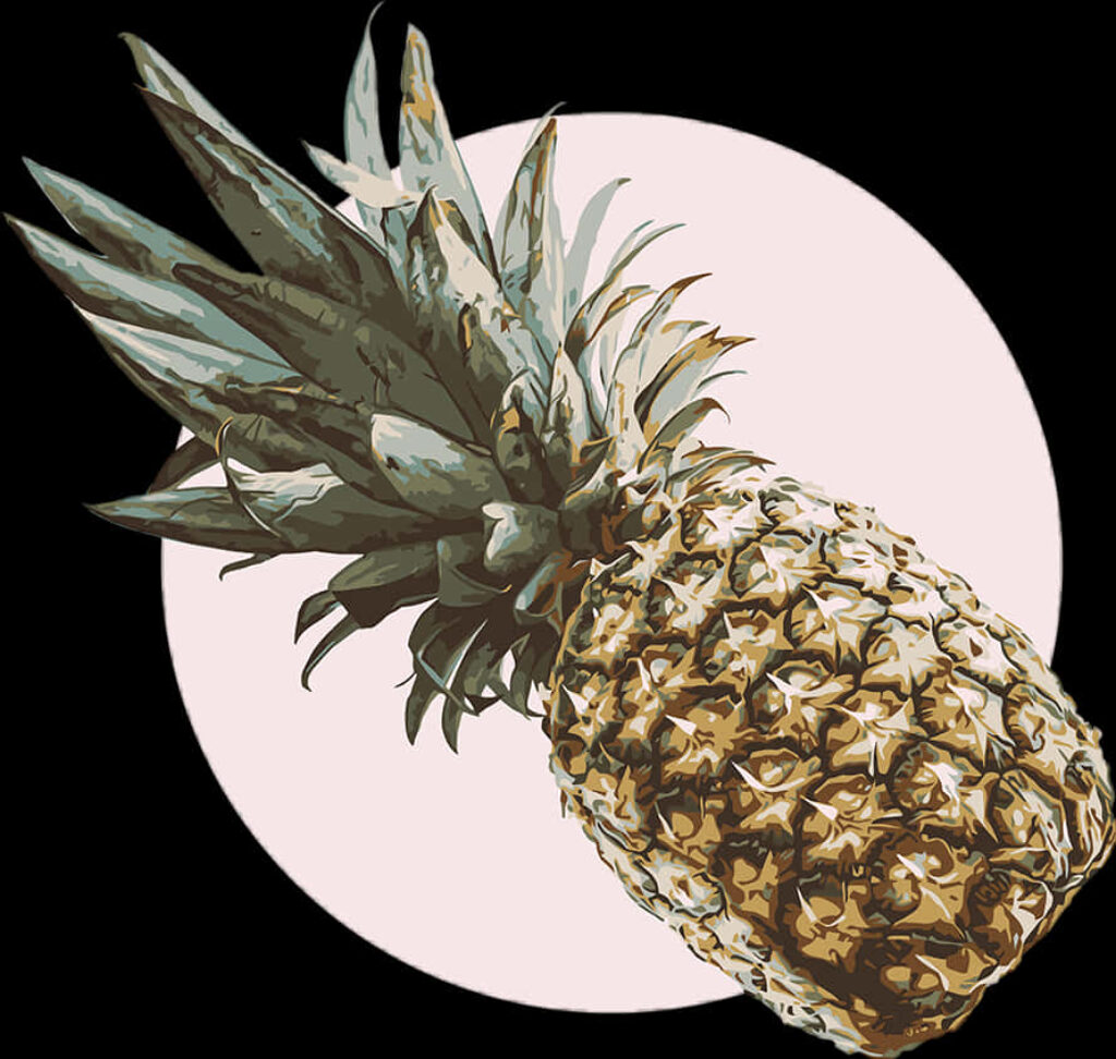 Stylized Pineapple Wallpaper: Intricate Art on Minimalist Background