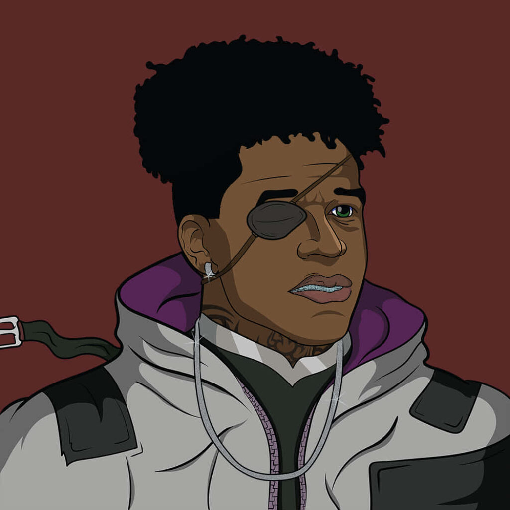 Stylized Prettyboyfredo Digital Art Wallpaper with Eyepatch Details