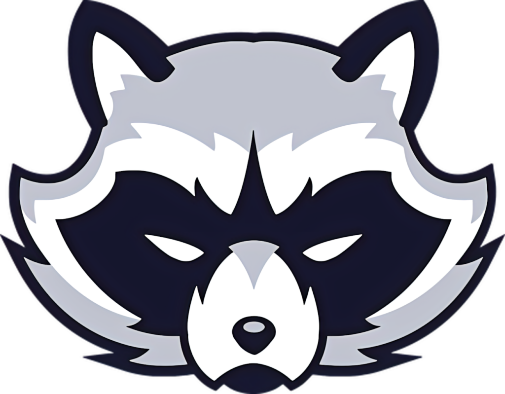 Stylized Raccoon Wallpaper: Modern Gray & Black Design