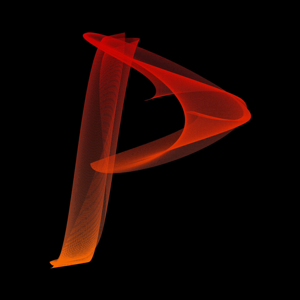 Stylized Red Letter P Wallpaper on Black Background with Gradient Design