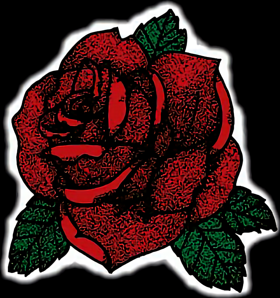 Stylized Red Rose Wallpaper on Black Background with Intricate Details