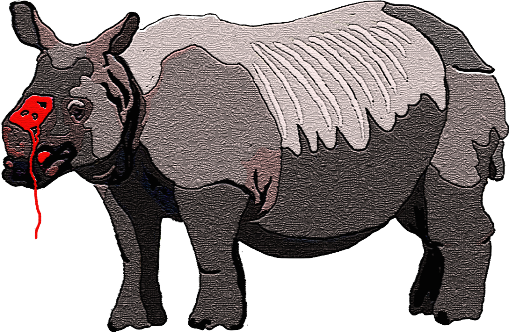 Rhinoceros and Butterfly: Abstract Art of Nature's Harmony Wallpaper