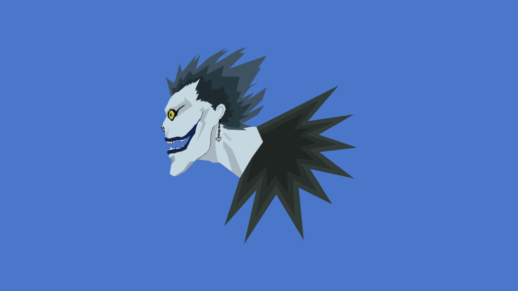 Stylized Ryuk Wallpaper: High-Res Death Note Art on Blue Background