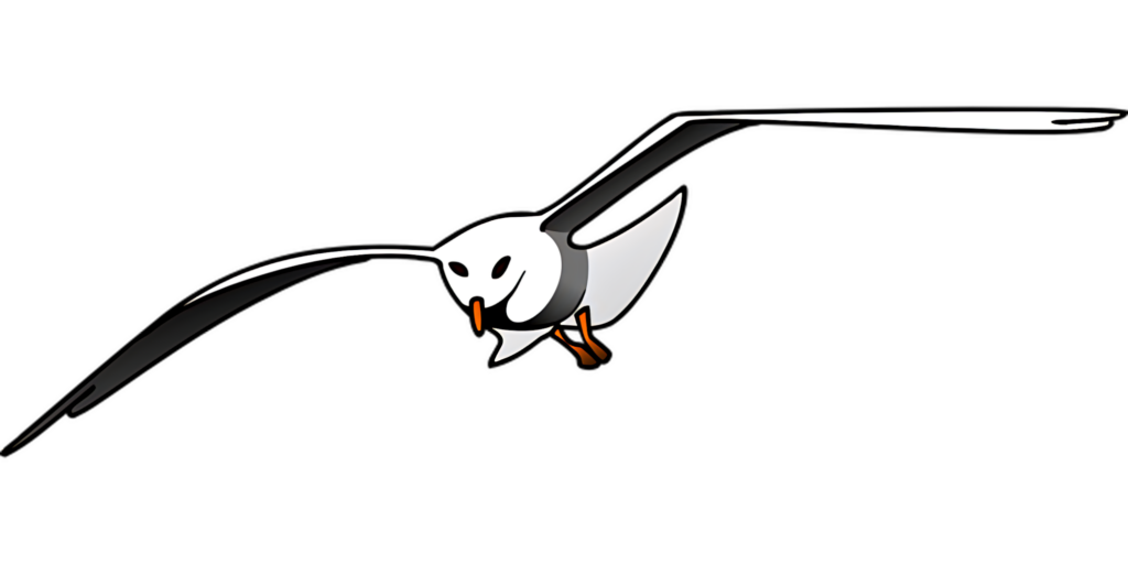 Stylized Seagull Wallpaper on Bold Black Background - Modern Art