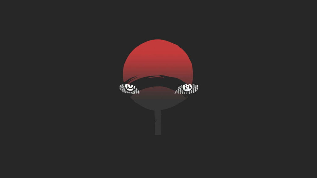 Stylized Sharingan Eyes Minimalist Wallpaper - Dark Background Design
